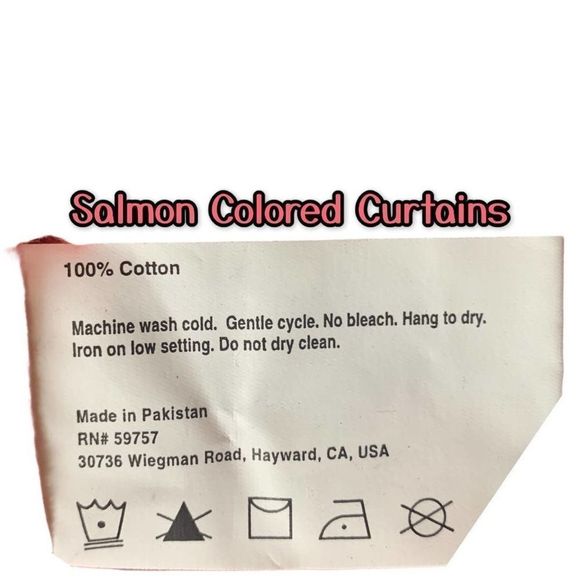 Boutique NWOT Salmon Color 100% Cotton Curtain Panels (2) each with 8 Grommets - Picture 3 of 3
